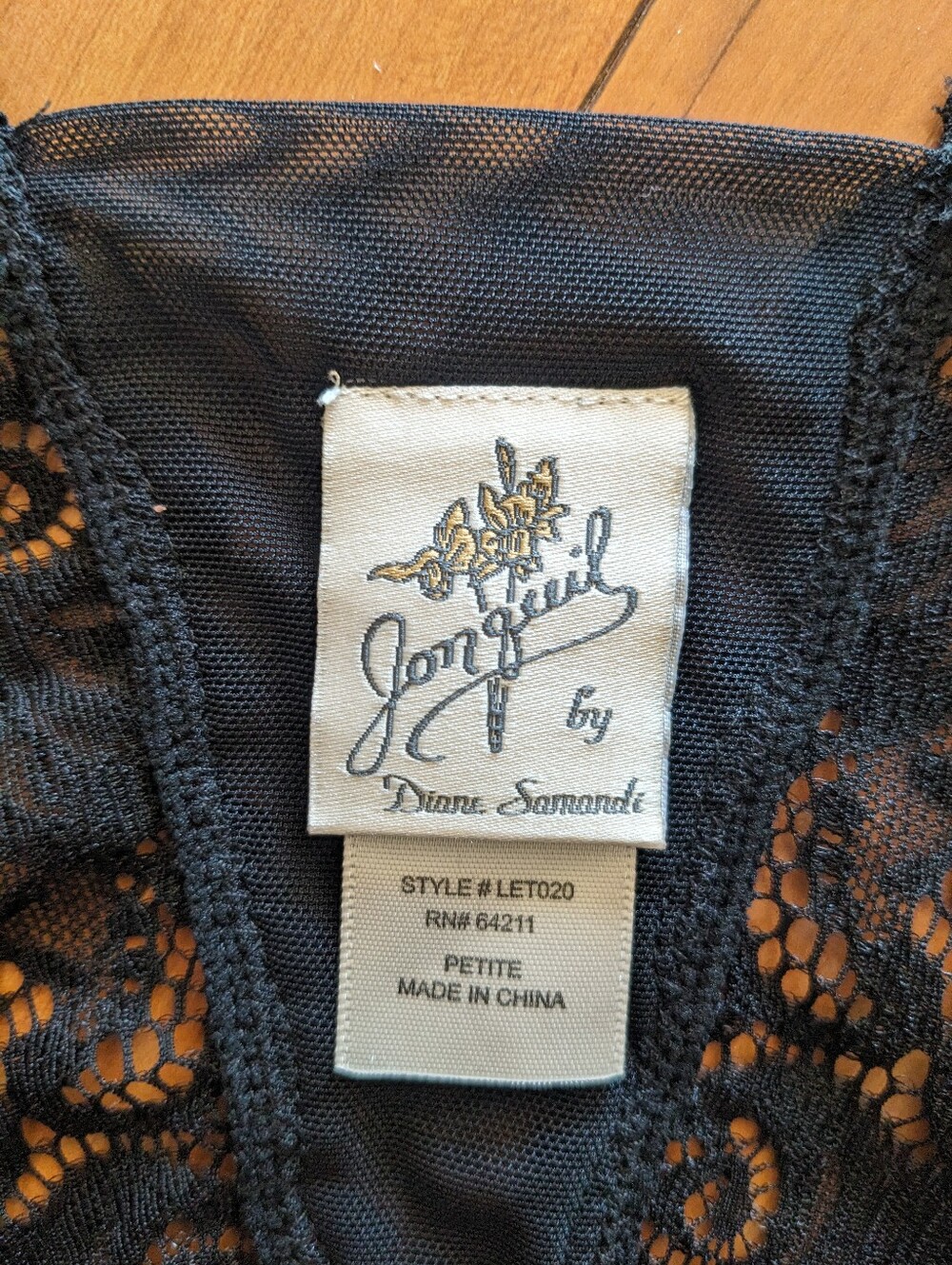 Jonquil By Diane Samandi Black Lace Slip Nightgown Size P - Picture 4 of 6